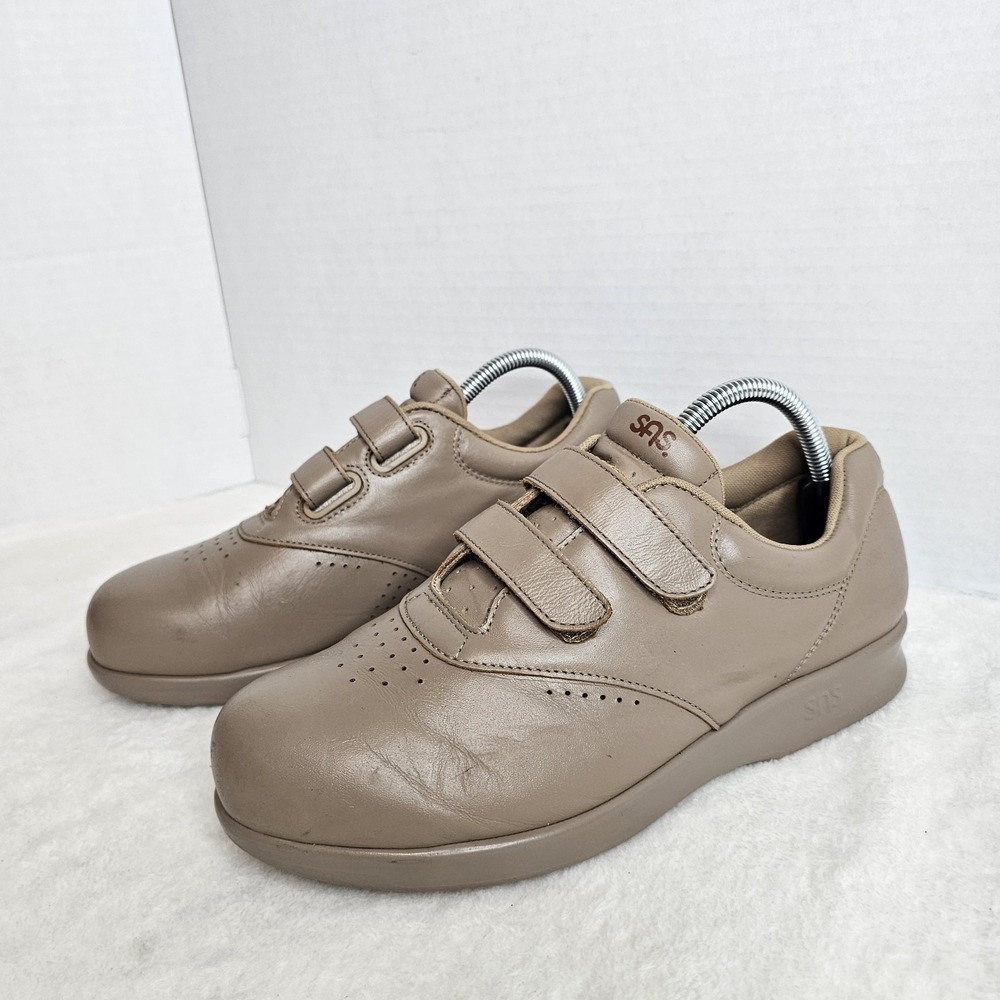 SAS Me Too EZ Straps Women's Size 9 WW Walking Comfort Shoes Mocha Leather